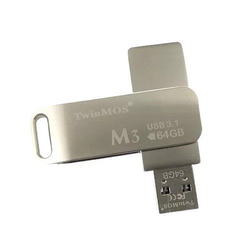 TwinMOS M3 64GB USB 3.1 Gen 1 Metal body Silver Pen Drive