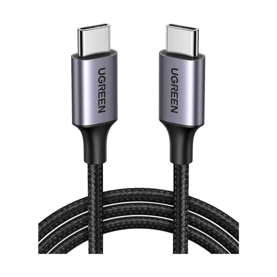 Ugreen US261 USB Type-C Male to Male, 1 Meter, Gray-Black Charging & Data Cable