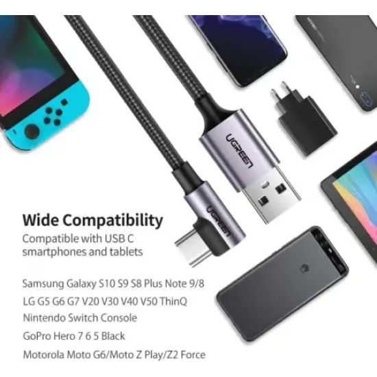 Ugreen US284 Right Angle 90° USB-A 2.0 To USB Type-C 2M Cable