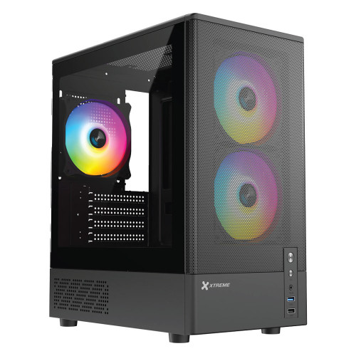 XTREME C31B M-ATX Black Case Tempered Glass with 3 RGB Fan