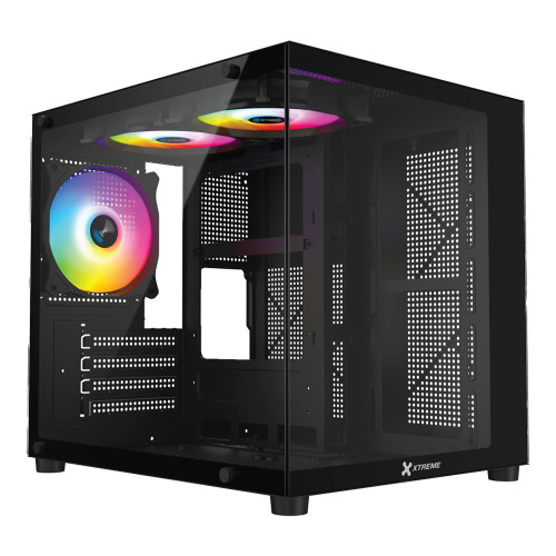 XTREME M72B M-ATX Black Case Tempered Glass with 3 ARGB Fan