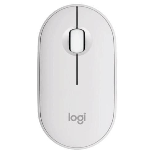 Logitech M350S PEBBLE Mouse 2 Multi-Device Bluetooth Mouse, Tonal White