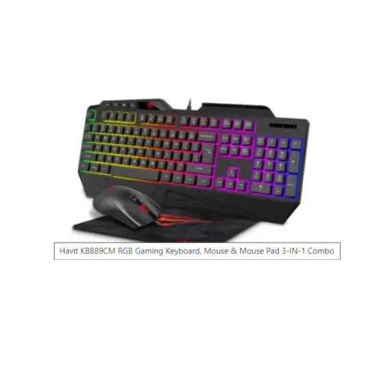 Havit KB889CM RGB Gaming Keyboard, Mouse & Mouse Pad 3-IN-1 Combo
