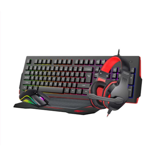 Havit Gamenote KB868CM Backlit Wired Black Gaming Keyboard, Headphone, Mouse & Mouse Pad Combo