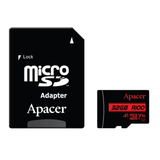 Apacer R100 MicroSDHC/SDXC UHS-1 U1 V10 A1 32GB Memory Card with Adapter #AP32GMCSH10UB-R