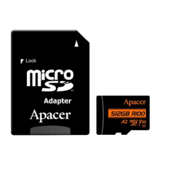 Apacer R100 MicroSDXC UHS-I U3 V30 A2 512GB Class-10 Memory Card with Adapter