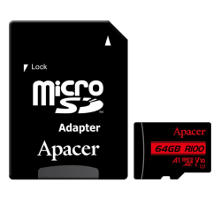 Apacer R100 MicroSDHC/SDXC UHS-I U1 V10 64GB Class10 Memory Card with Adapter #AP64GMCSX10UB-R