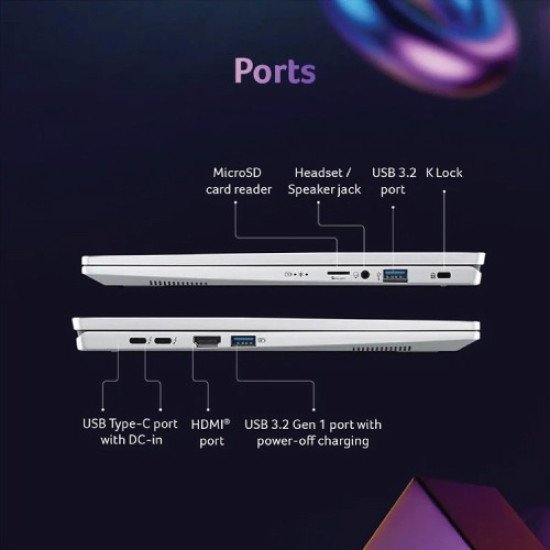 Acer Swift Go SFG14-73T Intel® Ultra 5 125H processor up to 4.5 GHz 16GB onboard LPDDR5X Ram 512GB Gen4 NVMe SSD 14 Inch Touch Display with IPS Laptop