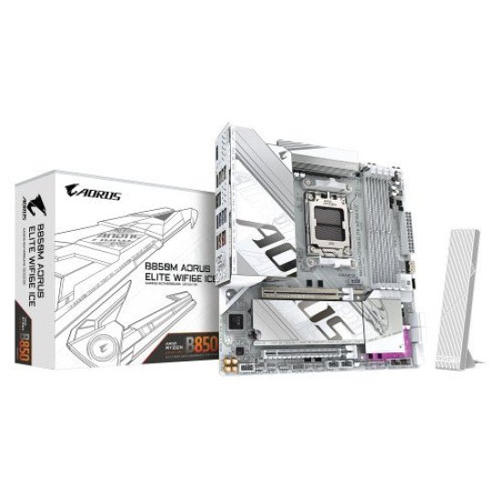 GIGABYTE B850M AORUS ELITE WIFI6E ICE AMD AM5 DDR5 Micro ATX Motherboard