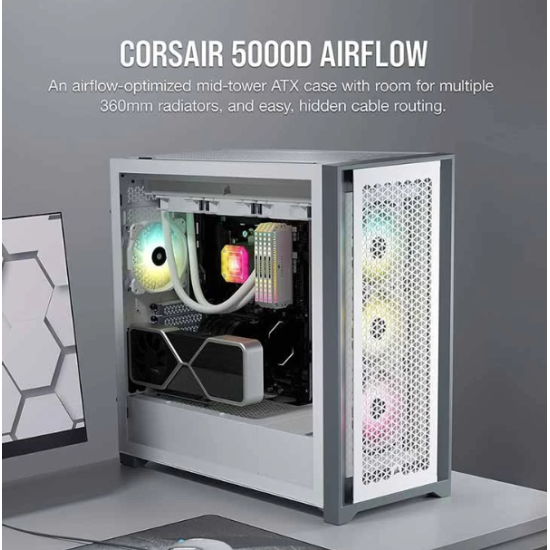 Corsair 5000D AIRFLOW Mid-Tower White Gaming Casing