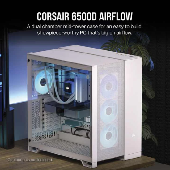 Corsair 6500D Airflow Mid Tower White (Tempered Glass Side Window) ATX Gaming Desktop Case